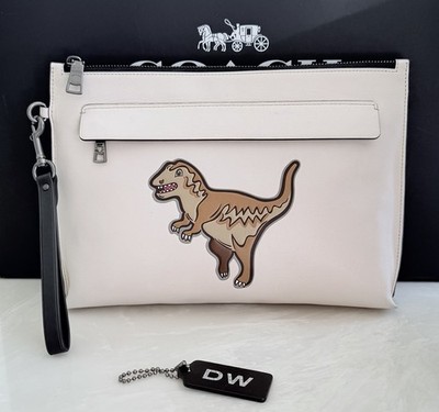 COACH REXY CHALK/MULTI LARGE GLOVETANNED LEATHER ZIP POUCH 29189