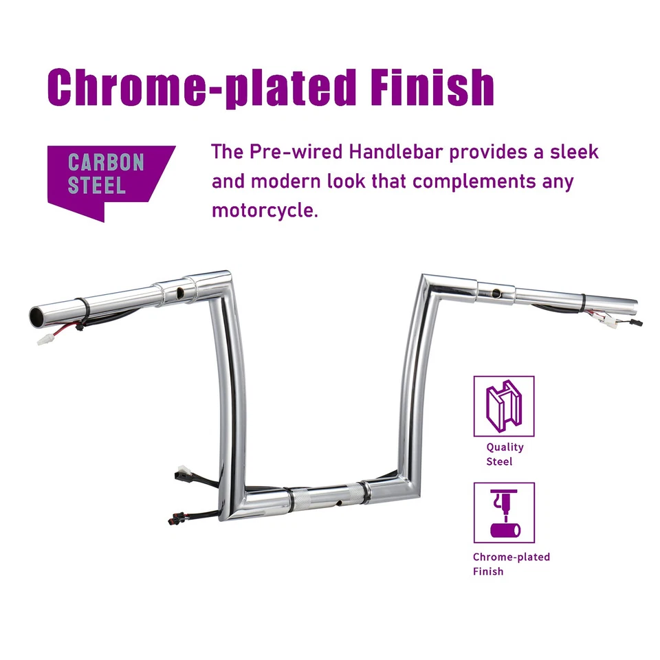 Barra de suspensión Harley precableada 12" Ape para 07-13 Softail Dyna Sportster Road King Foto 3 de 4