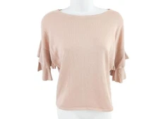 Hooked Up by IOT Mauve Pink Ruffle Sleeve Knit Top Women's Small Good Condition