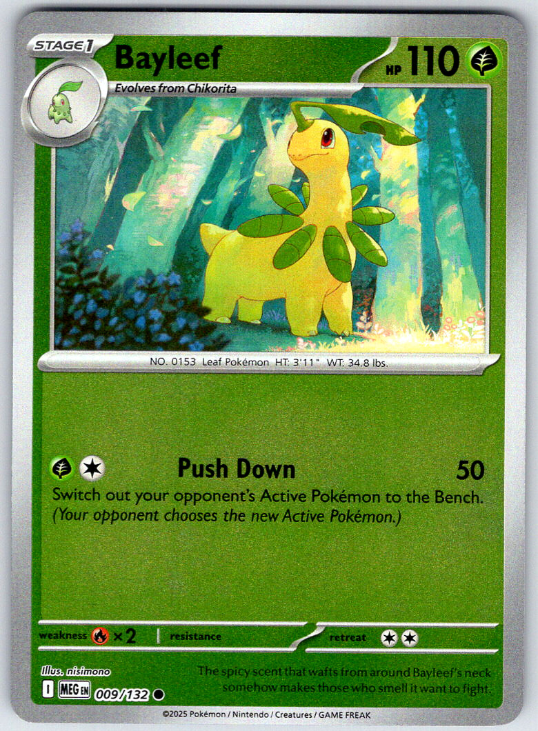 Bayleef 009/132 ME01: Mega Evolution Common Reverse Holo 2025 NM