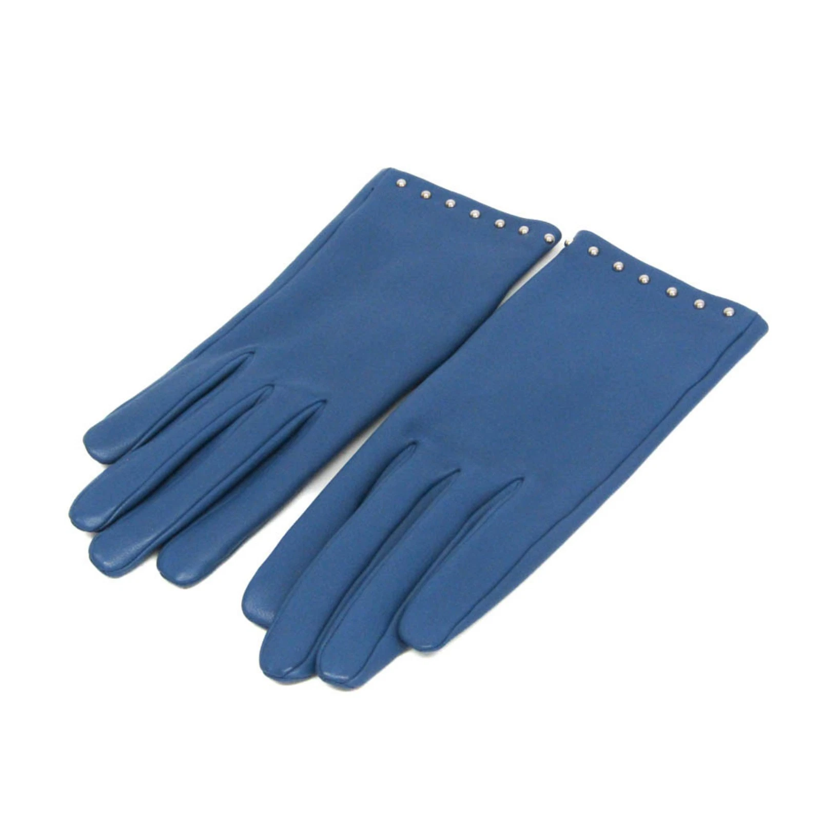 Hermes 162004G R2065 Women's Warm Gloves Blue Agate Leather BF588904