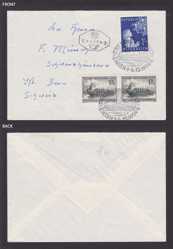 AUSTRIA 1954, Cover from Vienna to Switserland, Stamp Day Special cancellation - Picture 3 of 3