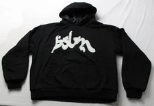 bslm Adult's Heavyweight Satin Lined Hood Patched Hoodie AC2 Black Size 2XL