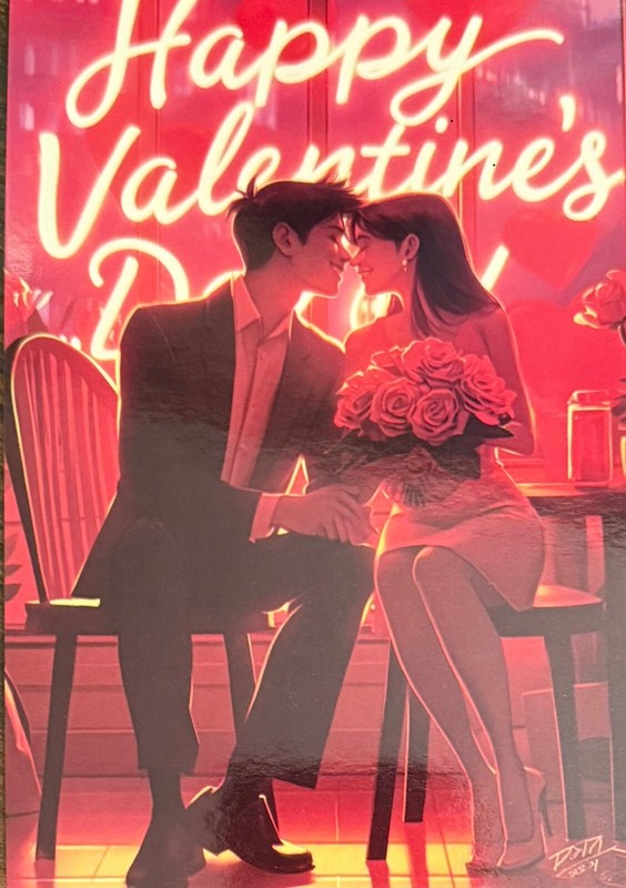 Happy Valentine’s Day A Happy Couple #4841 Ephemera Postcard Tag Journal Card