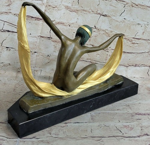 Signed Chiparus Charming Dancer Bronze Nude Statue Sculpture 10" Tall Figure NR - Picture 5 of 7