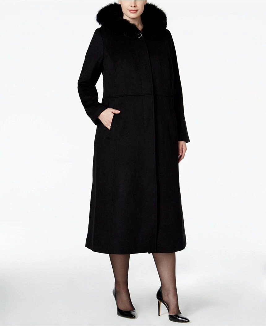 Plus size wool maxi coat sales