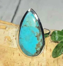 Kingman Turquoise Gemstone Ring,925 Sterling Silver,Boho Ring,Statement Ring