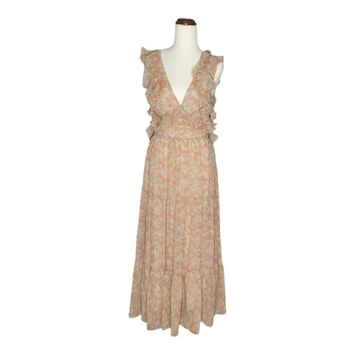 Bardot Simona Floral Dress In Tan Ditsy Womens AU/8 US/4 Midi Chiffon NWT - Picture 3 of 10