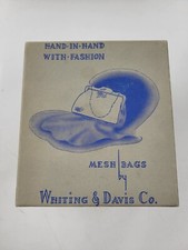 Vintage Whiting  Davis Co Silver Mesh Bag With Mirror In Original Box