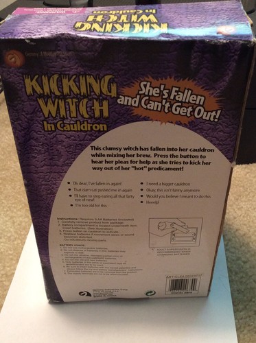 New 2001 Gemmy Halloween Animated Witch Upside Down In Cauldron Kicking Legs - Picture 5 of 9