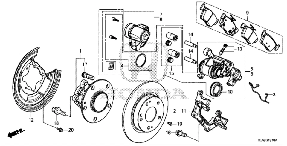 Genuine For Honda 2016-2021 Honda Civic Pad Set Rear 43022-TBA-A03 Foto 3 de 4