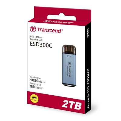 Transcend ESD300 2TB USB-C Portable External SSD - Sky Blue