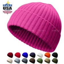 Mini Short Fisherman Beanie Hat Ribbed Winter Warm Knitted Skull Cap cuff II