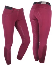 QHP Breeches softshell Alexa anti-slip full seat Burgundy