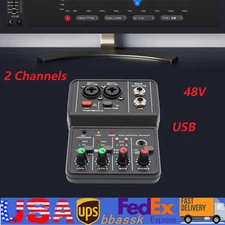 Pro Bluetooth Audio Mixer 4Channel USB DJ Sound Mixing Console Amplifier Studio