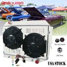 3 Row Radiator Shroud Fan Kits For 1968-1974 DODGE CORONET CHARGER SMALL BLOCK
