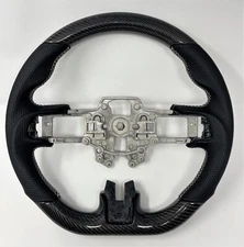 REVESOL Real Carbon Fiber Steering Wheel For 2018-2023 FORD MUSTANG SILVER