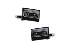 Cassette Tape DJ Pair Cufflinks Wedding Dad Fancy Gift Box & Polishing Cloth