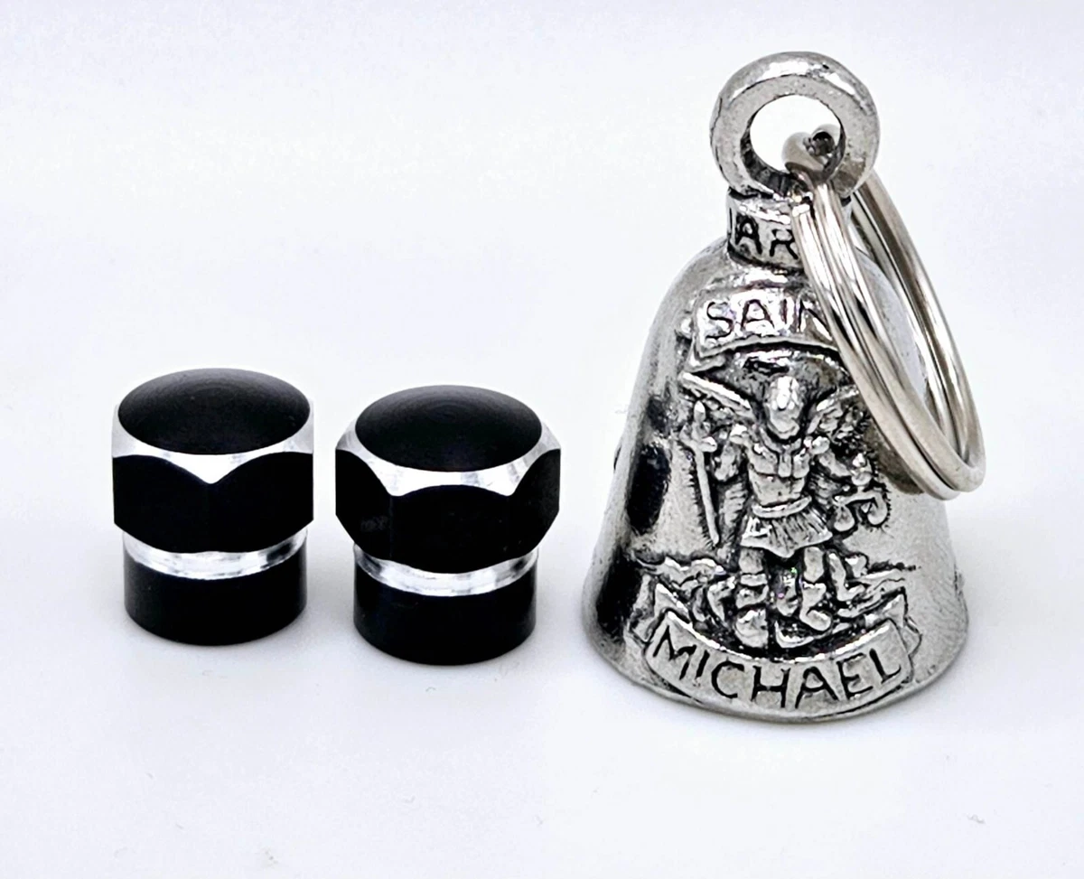 SAINT MICHAEL GUARDIAN BELL CUSTOM TIRE CAPS fits ALL Motorcycles harley biker