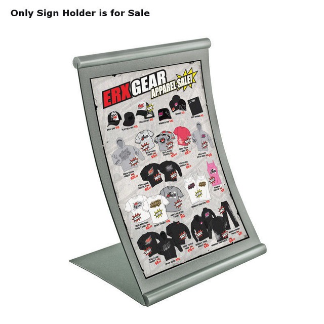 Metal Curved Counter Sign Holder in Silver 8.5W x 11H Inches eBay