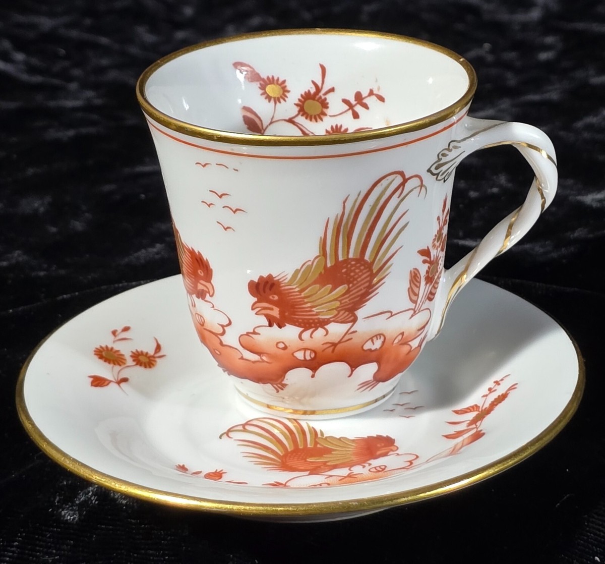 Antique Richard Ginori 1735 Siena Rust Rooster Cock Espresso