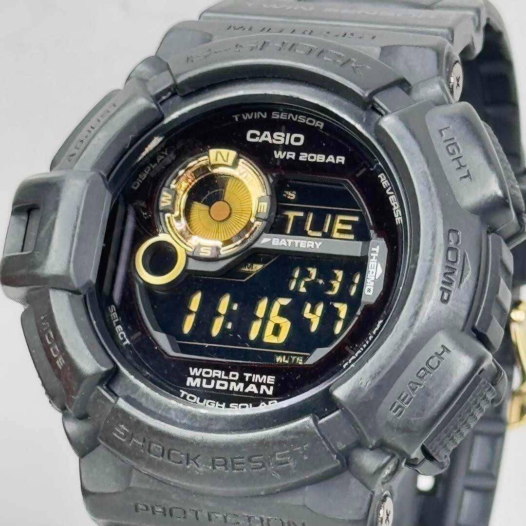 G-SHOCK G-9300 Mudman Tough Solar Black & Gold Excellent Condition 