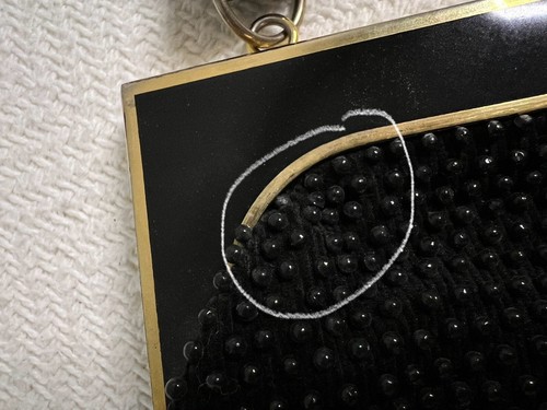 La Regale Ltd. Vintage Handbag Purse Black Beads w/Hinged Closure Gold Tone Trim - Picture 9 of 15