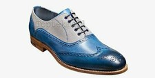 Handmade Men's Leather Blue  Grey Suede Oxford Wingtip Dress Formal Shoes-72