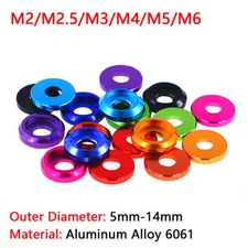 M2-M6 Aluminum Cup Washers DIY Colored Fender Washers For Pan Head Screws Bolts