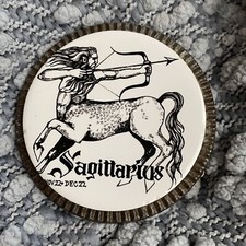 Vintage 1970s SAGITTARIUS Zodiac Starlight Ceramic Metal Belt Buckle Astrology