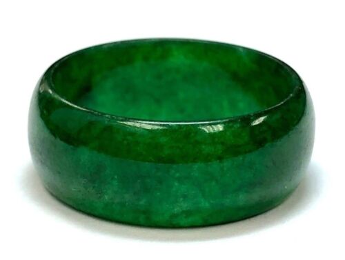 Vintage 20.30 carat Natural Jadeite Jade Hololith 9mm Band - Ring Size 9.25