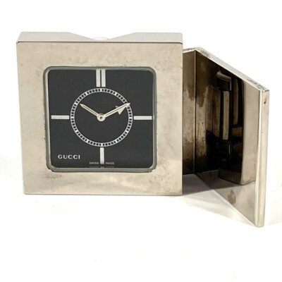 GUCCI 置時計 REF 0840 GUCCI REF0840 Logo Travel Watch Watch Interior Table clock SS