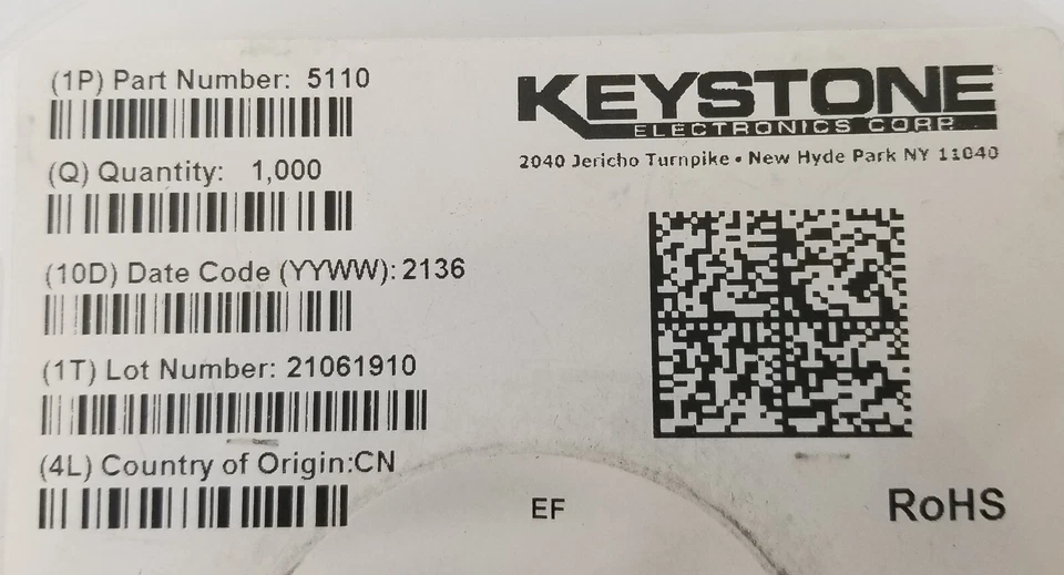 1000 Keystone Electronics 5110 PCB 0 OHM RESISTOR 0603 JUMPER T/R NEW - Image 3 of 4