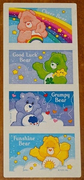 VTG Care Bear Stickers Hugs Hearts Stars Rainbows TCFC 90's American  Greetings