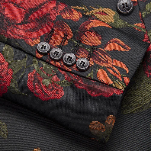 Men Business Floral Suit Blazer Dress Jacket Pocket Casual Party Cocktail Jacket - Bild 9 von 9
