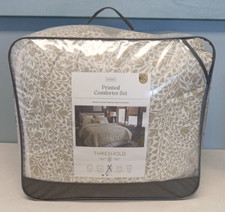 Threshold Queen Reversible Comforter Set Sage Cream Floral Sham Bedskirt Pillows