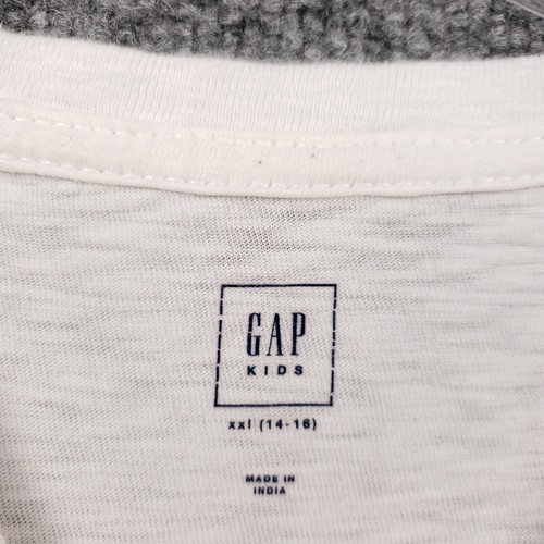 Gap Kids T-Shirt Girls 2XL XXL White Basic Striped Pocket Short Sleeves Cotton - Picture 3 of 8