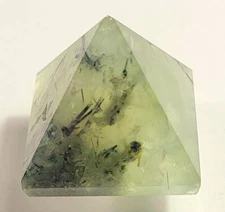 24mm Green Prehnite w/ Inclusions Pyramid Natural Gemstone Mineral - Mali (1PC)