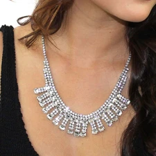 Kristin Perry Rhinestone Crystal Art Deco Fringe Necklace