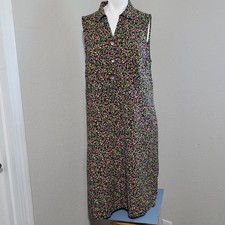 J. Jill Medium dress flower wildflower pockets collar button midi sleeveless