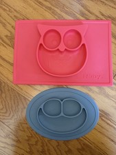 Lot of 2 Kids Toddler Divided Food Meal Plates Silicone Nuby Ezpz