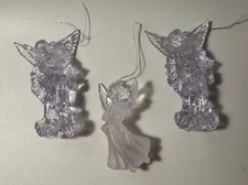 Clear Angels Christmas Tree Ornaments-set of 3 acrylic/plastic angel ornaments