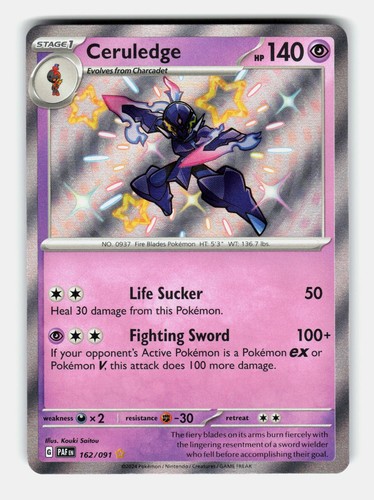 Ceruledge 162/091 Shiny Rare Paldean Fates Pokemon Holo Near Mint