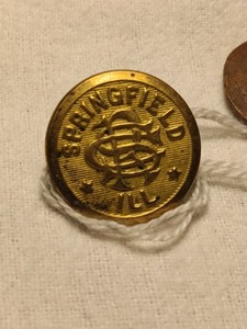 November 29th 1909 Railroad Button St Louis Chicago Springfield, IL.