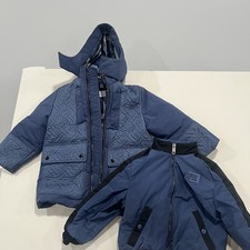 Burberry Kids' Delford 3-in-1 Monogram Quilted Hooded Jacket in Blue size 6Y