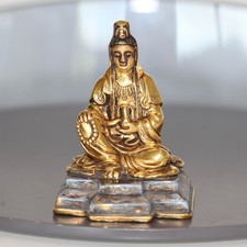 antique Chinese gilt bronze Buddha, Guanyin, Qing Dynasty. 19th century. RARE.