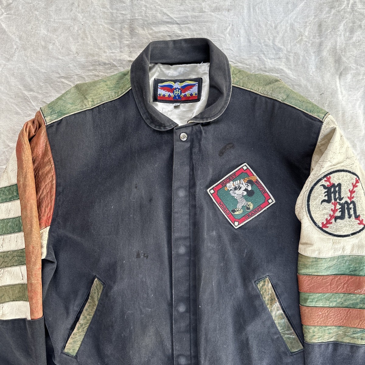 Vintage 90s Jeff Hamilton 'Mickey Mouse World Champs' Leather