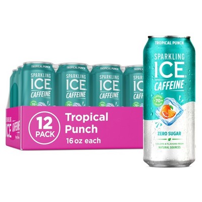 Sparkling Ice Caffeine Tropical 16 Fl Oz (Pack of 12), Orange Passion fruit