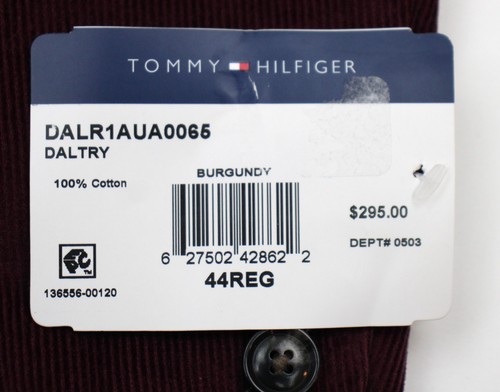Tommy Hilfiger Sport Coat 44 R Mens Modern Fit Burgundy Corduroy Blazer Jacket - Picture 5 of 8