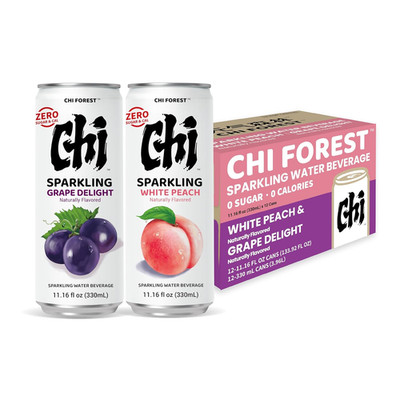 CHI FOREST Sparkling Water Beverage, Peach & Grape Drinks, Zero Sugar or Artific